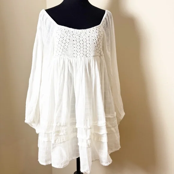 New Free People White ari mini smock dress Medium - Picture 5 of 16